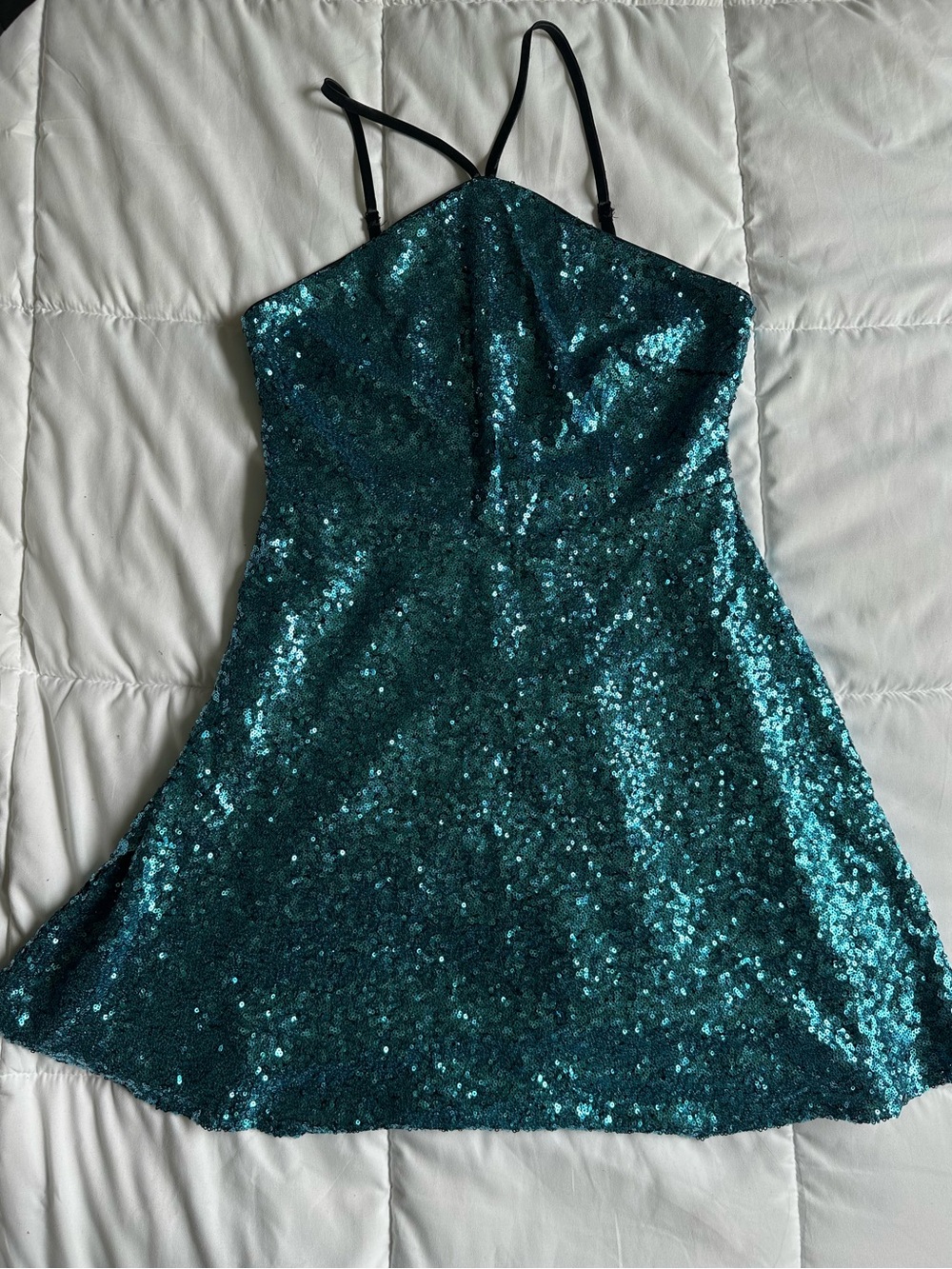 Lulu's Teal Sequin Mini Dress